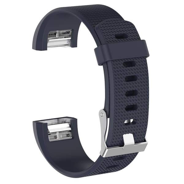 För Fitbit Charge 2 Common Texture Silicone Watch Band med spänne Blue L