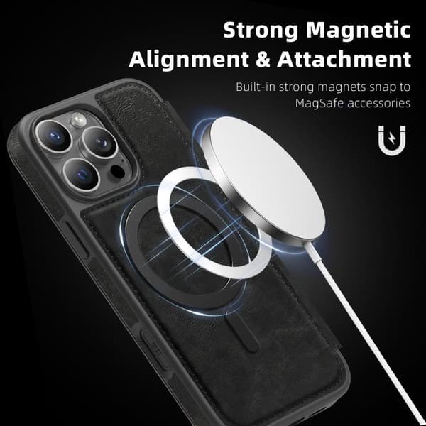 iPhone 16 Pro Linton MagSafe Läderfodral Skal Svart