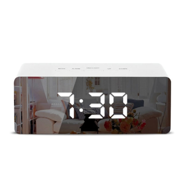 LED-väckarklocka digital snooze bordsklocka elektronisk tid temperatur stor display vitt ljus