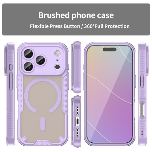 iPhone 18 Pro Max / iPhone 17 Pro Max Skal med Armor Glaze MagSafe Magnetisk Design Purpur