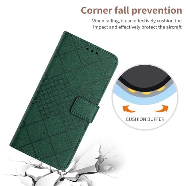 iPhone 18 Pro Max / iPhone 17 Pro Max Skal läderfodral med rhombisk rutmönster Grön