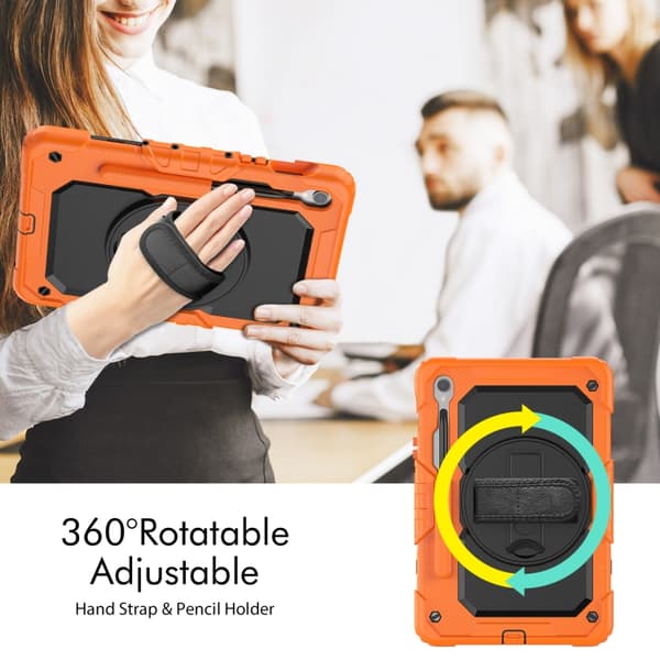 Samsung Galaxy Tab S8/S7 Silikon + PC Tabletfodral Orange+Black