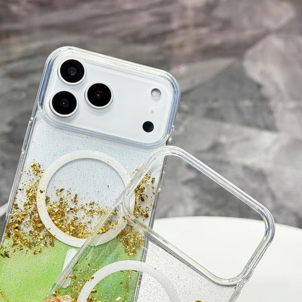 iPhone 18 Pro Max / iPhone 17 Pro Max Skal - Guld med MagSafe Hybrid Clear TPU Vit