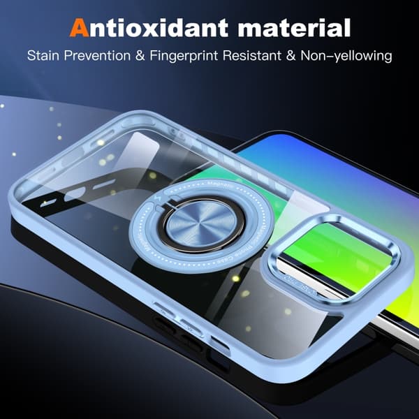 iPhone 16 Pro Max Magnetisk Rotationsring Skal - Skydda din telefon med stil! Ljusblå