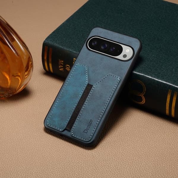 för Pixel 10 Pro XL Skal med Denior D07 DV Elastisk Kortfack PU Baksida Blå