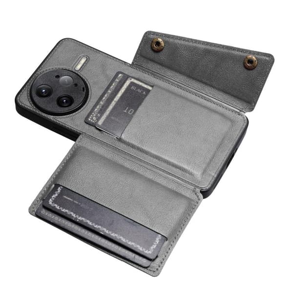 Redmi K80 Pro - Dubbelspänne Kortfack Magnetiskt Mobilskal Grå