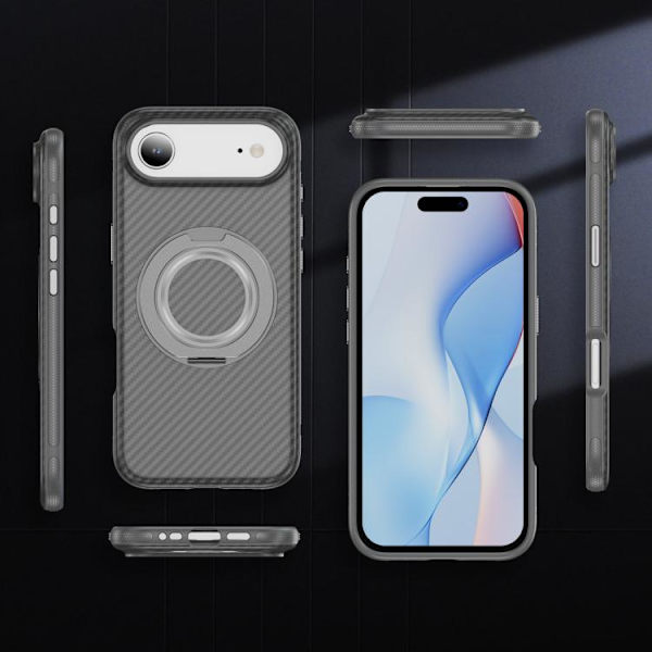 iPhone 17 Air Skal - Kolfiber med MagSafe C-Typ Ljusgrå+Grå
