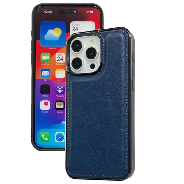 iPhone 16 Pro Max Cowhide Textur Skal - Elegant och Hållbar Mobilskydd Kunglig blå