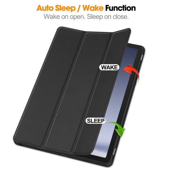 Samsung Galaxy Tab A9+ / A11+ 3-Fold TPU Smart Leather Case Svart