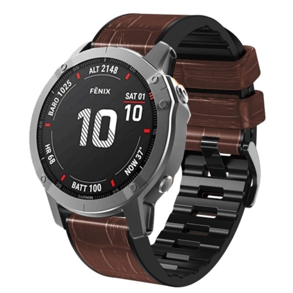 För Garmin Fenix ​​7/6 Pro/5 Plus 22 mm Crocodile Texture Watch Coffee