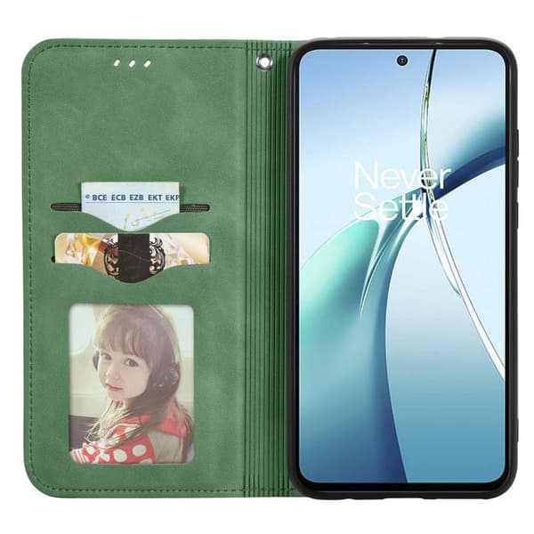 Redmi Note 14 4G - Retro Skinnkänsla Magnetisk Flip Läderfodral Grön