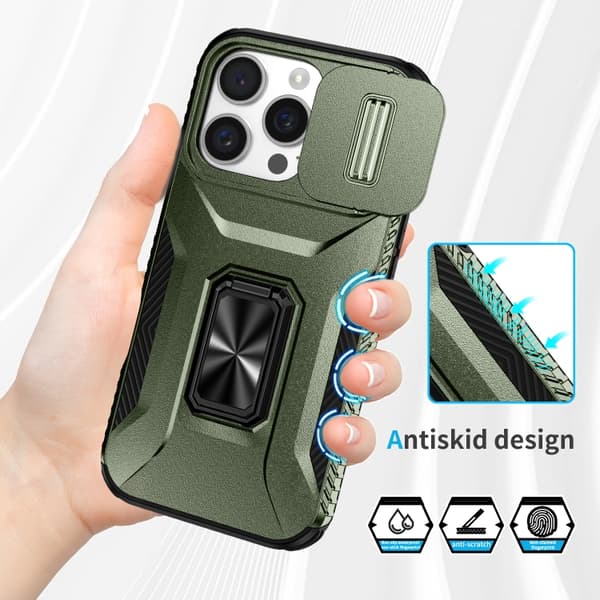 iPhone 16 Pro Max Sliding Camshield Skal - Skydda Din Telefon Med Stil Alpingrön