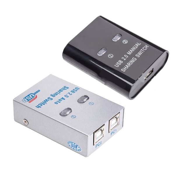 SW68 2-in-1 USB Printer Switcher - Manual Print Sharer for 2 Computers, Black