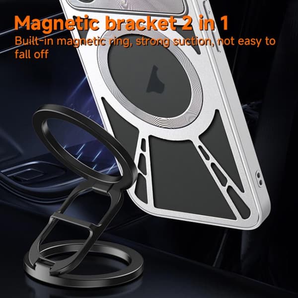 iPhone 18 Pro Max / iPhone 17 Pro Max Skal - silikon med kylande hål och metall MagSafe Silver