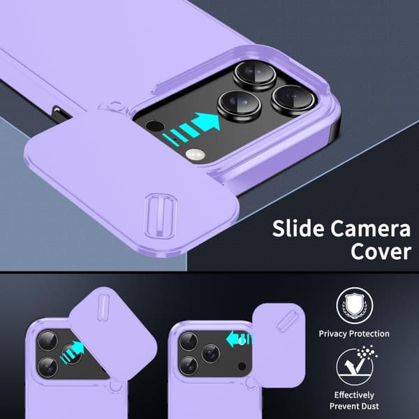 iPhone 18 Pro / iPhone 17 Pro Skal med Sliding Camshield TPU + PC Purpur