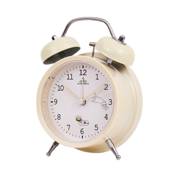 Student Söt Stil Klocka Alarm Klocka Sängbord Tyst Klocka Med Ljus Specifikation: Y36 4 Tum (Beige)