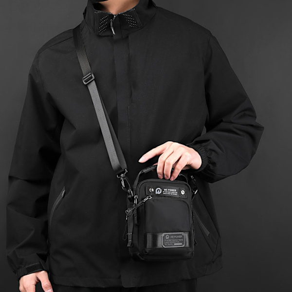 WEPOWER Herr Axelväska Vattentät Utomhus Multifunktionell Midjeväska Casual Mångsidig Crossbody Väska Svart