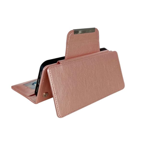 iPhone 18 Pro Max / iPhone 17 Pro Max Skal Läderfodral med Multifunktionell 7-Korts Fack Roséguld