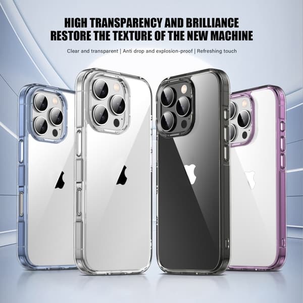 iPhone 16 Pro Skal - PC Hybrid TPU Full Coverage Stötsäker Telefonfodral Transparent svart