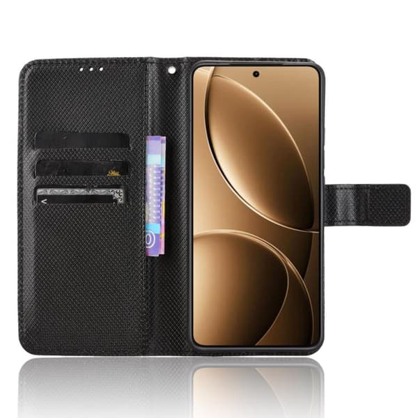 Redmi K80 / K80 Pro - Diamanttexturerat Läderfodral Svart