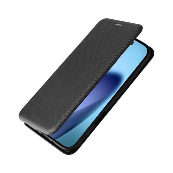 iPhone 17 Air Skal läderfodral - kolfibertextur Svart