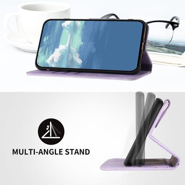 iPhone 18 Pro Max / iPhone 17 Pro Max Skal Läderfodral med Linjemönster Ljuslila