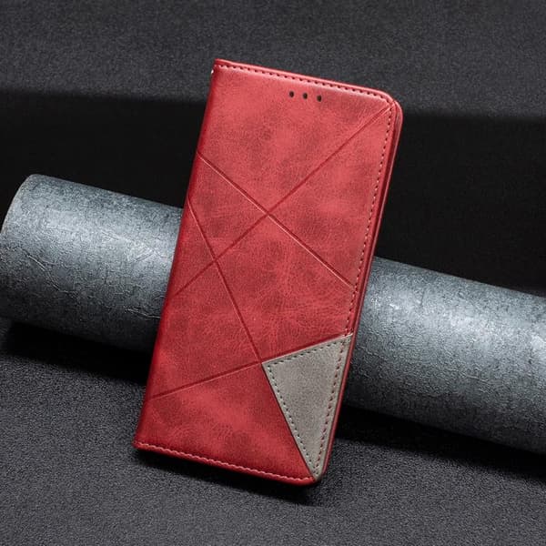Redmi Note 14 Pro 4G - Magnetiskt Läderfodral med Rhombus Textur Röd