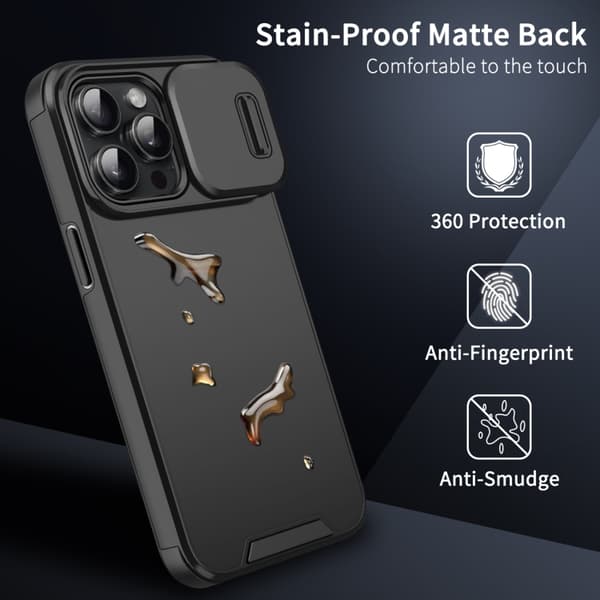 iPhone 16 Pro Max Skal med Sliding Camshield TPU + PC - Skyddande Mobilskal Rosa
