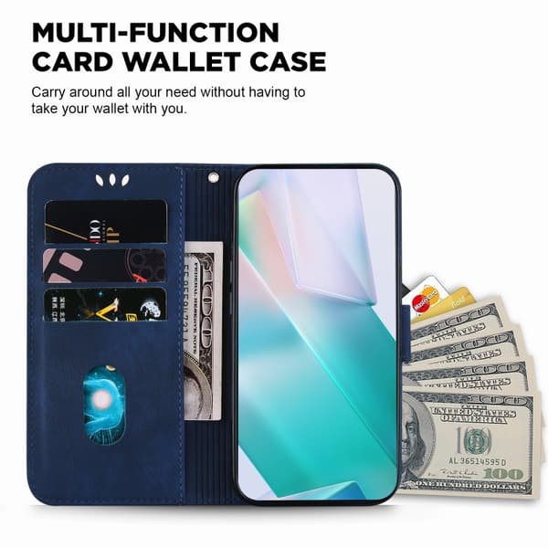 iPhone 16 Pro Little Tiger Embossed Fodral - Skal Läder Mörkblå