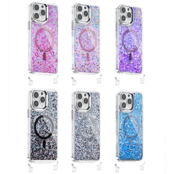 iPhone 16 Pro Epoxy Glitter MagSafe Magnetisk TPU Skal Blå