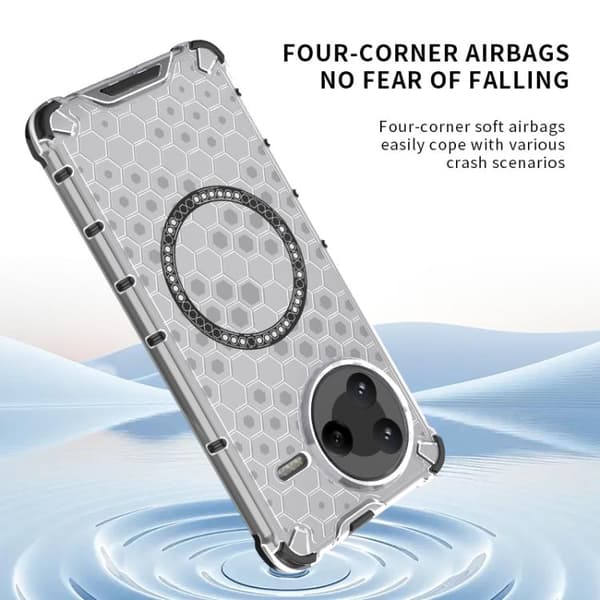 Redmi K80 5G / Poco F7 Pro - Honeycomb Magnetisk Ring Stötsäker Mobilskal Blå