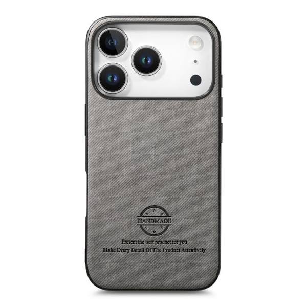 iPhone 17 Pro Max Twill Fabric Läder Skal Grå