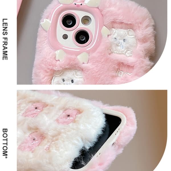 iPhone 16 Pro Broderad Plysch TPU Skal Grundbåge
