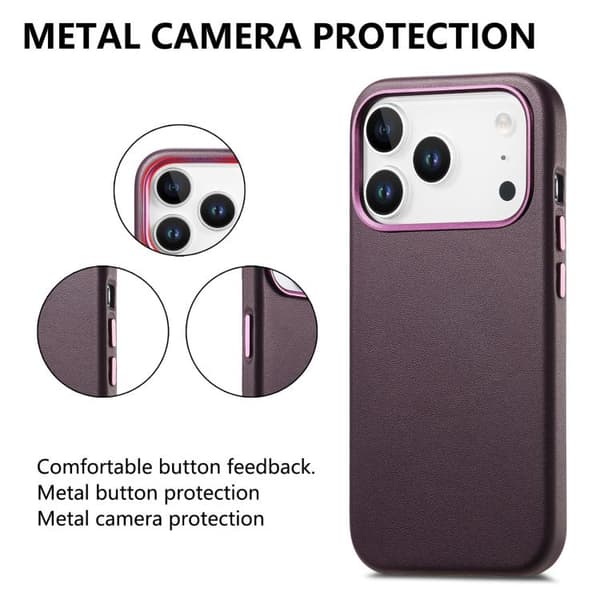 iPhone 18 Pro Max / iPhone 17 Pro Max Skal med elektropläterade metallknappar och MagSafe Purpur