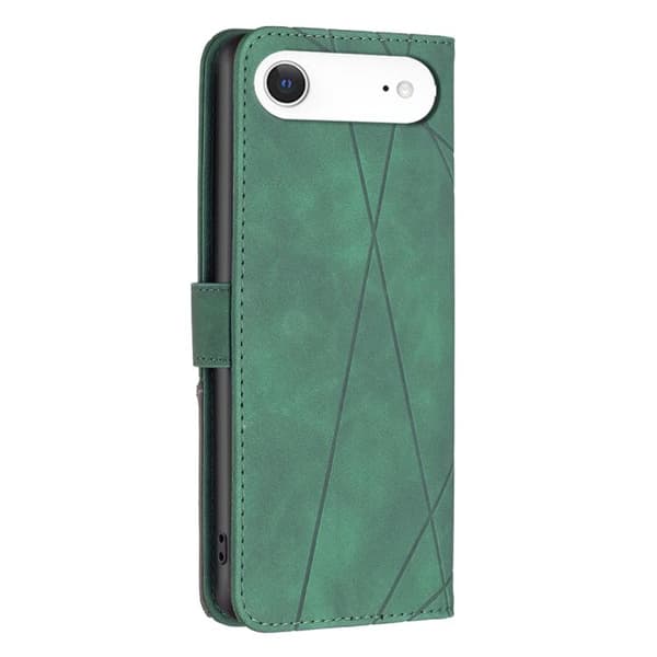 iPhone 17 Air Skal läderfodral med magnetisk spänne och rombisk textur Grön