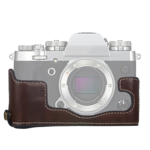 1/4 tums gängad PU-läder kamerahalfodral bas för FUJIFILM X-T3/X-T2 Kaffe