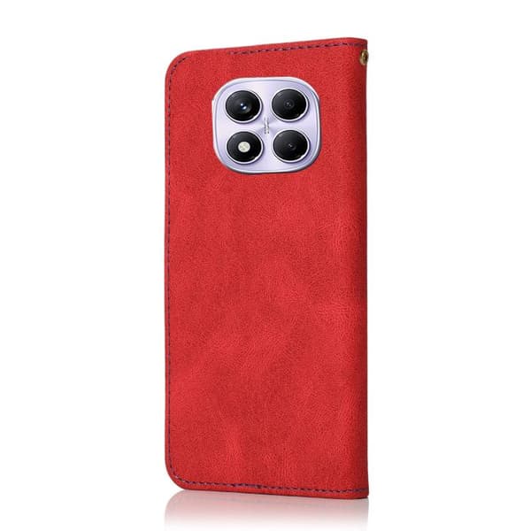 Redmi Note 14 Pro 4G - Dubbelfärgad Sömmad Läderfodral Röd Blå