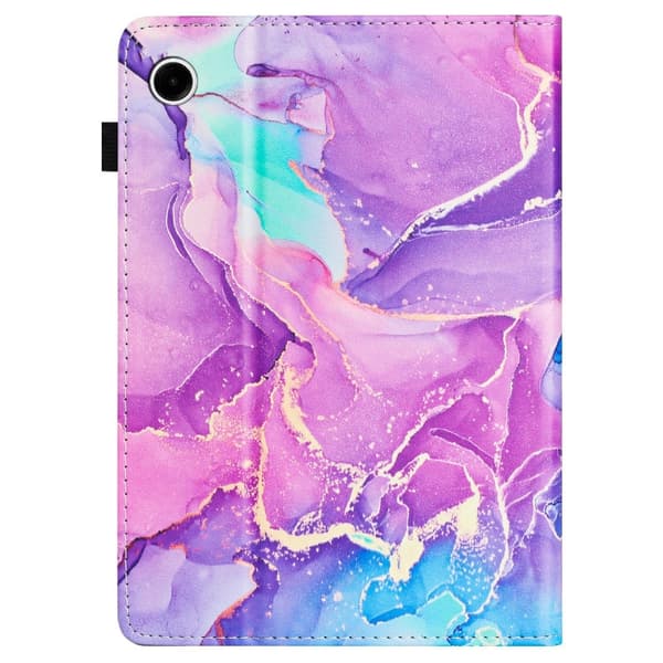 Samsung Galaxy Tab A9 / A11 Marble Litchi Läderfodral Lila
