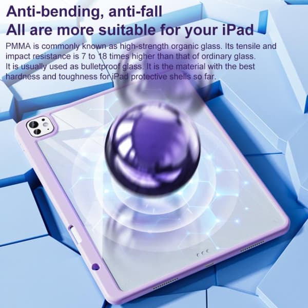 iPad Pro 11 2024 - Stressavlastande Rotationsbart Y-Fold Läderfodral Blå