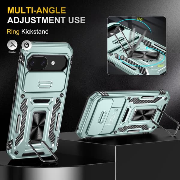 för Pixel 9a Skal med Armor PC + TPU Kameraskydd Alpingrön