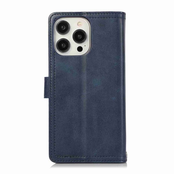 iPhone 16 Pro Max Skal med Kortfack Läder Fodral Blå