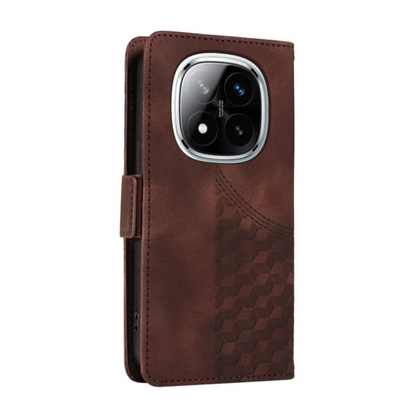 Redmi Note 14 Pro 5G / Note 14 Pro+ 5G - Prägad Rhombus Stjärnläder fodral Brun