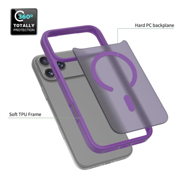 iPhone 18 Pro Max / iPhone 17 Pro Max Skal - TPU Hybrid PC med MagSafe Purpur
