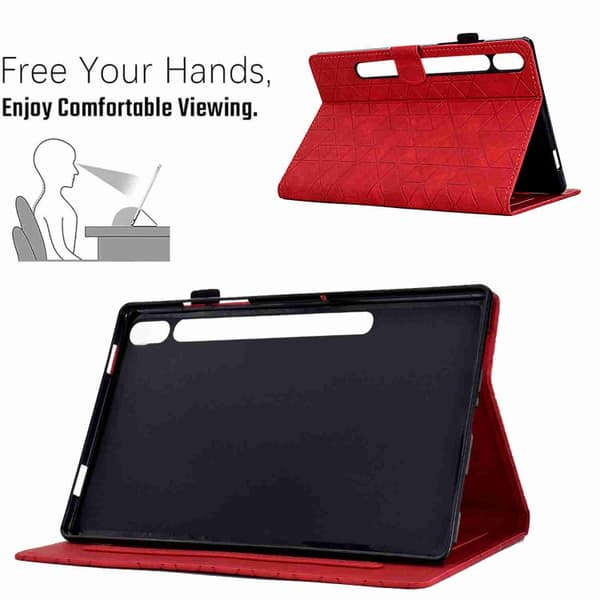 Samsung Galaxy Tab S7/S8 Rhombus TPU Läderfodral Röd