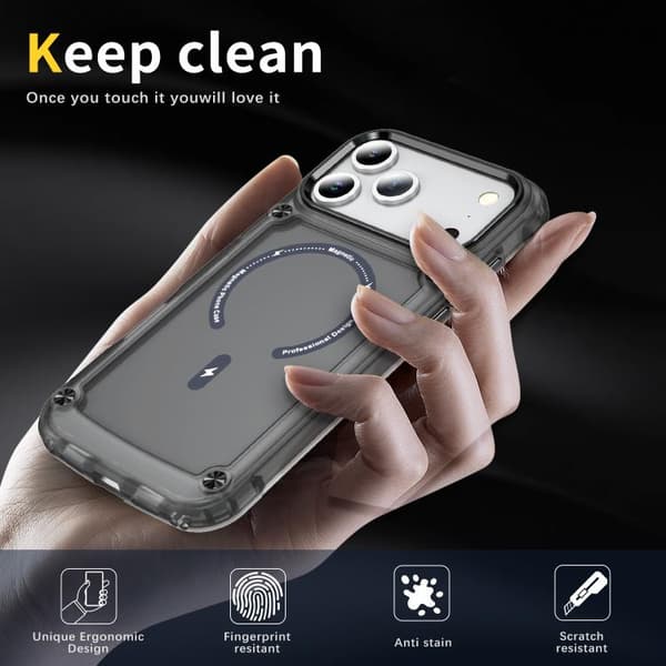 iPhone 18 Pro Max / iPhone 17 Pro Max Skal - TPU + PC med MagSafe Magnetisk Transparent svart