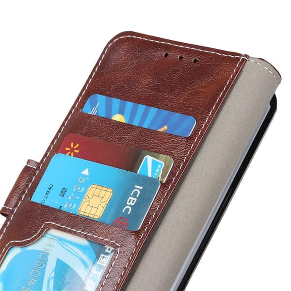 iPhone 18 Pro Max / iPhone 17 Pro Max Skal läderfodral med retro crazy horse-textur, horisontell flip Brun