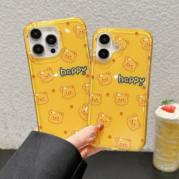 iPhone 16 Pro Max Dubbel-sidig IMD Tryckt TPU Skal Smörbjörn