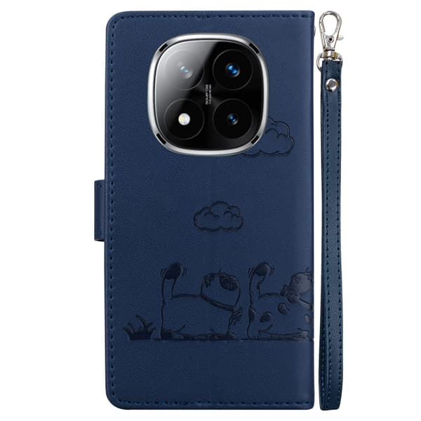 Redmi Note 14 Pro / Note 14 Pro+ 5G Söt Katt RFID Läder fodral Blå