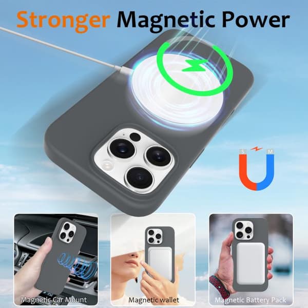 iPhone 16 Pro Max Skal med Kamerakontrollknapp - Silikon MagSafe Grå