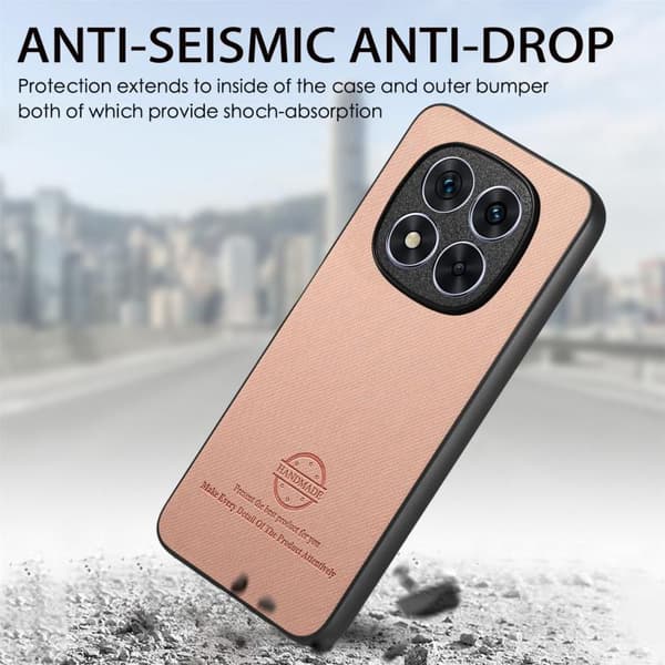 Redmi Note 14 Pro+ 5G - Twill Tyg Läder Skal Rosa